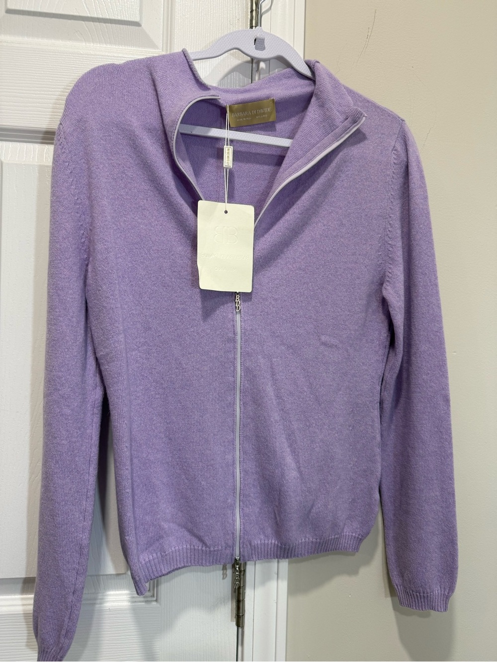 Women's Lilac Zip-Front Turtleneck Sweater